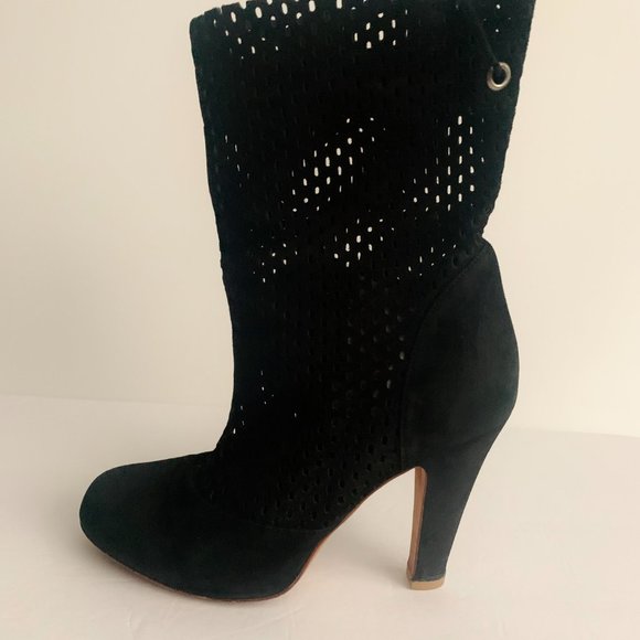 Hugo Boss Black Leather Perforated Boots